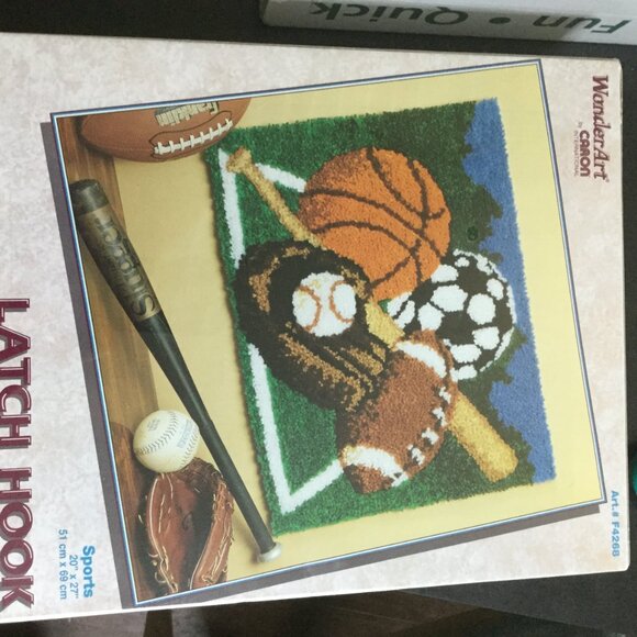 New in box set of 2 Latch hook kits never open Christmas dog and sports NO hook - Picture 4 of 7